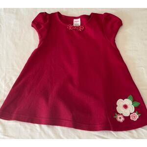 Gymboree 3T Dress Holiday red | A-line, Polka Dot bow, floral appliqué hem